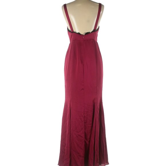 Fame And Partners Red Lace Trim Gown - Picture 3 of 7